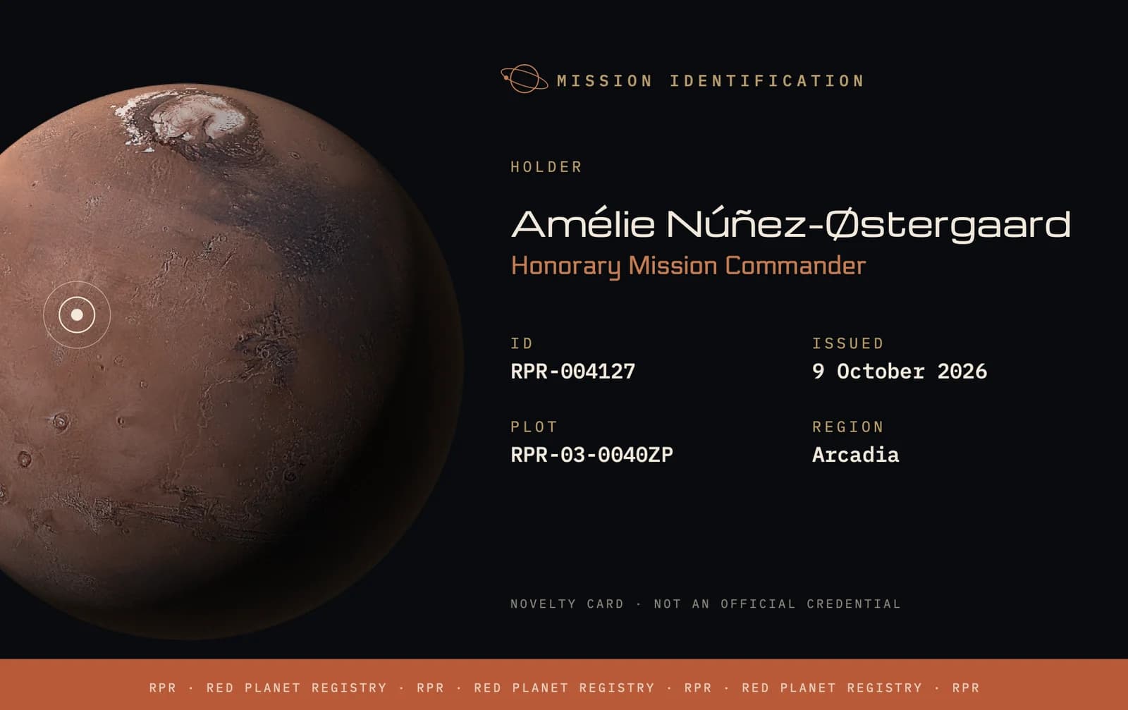 Mission ID card example