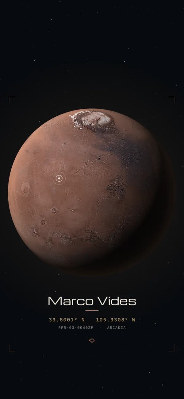 Phone wallpaper showing the recipient's hemisphere of Mars